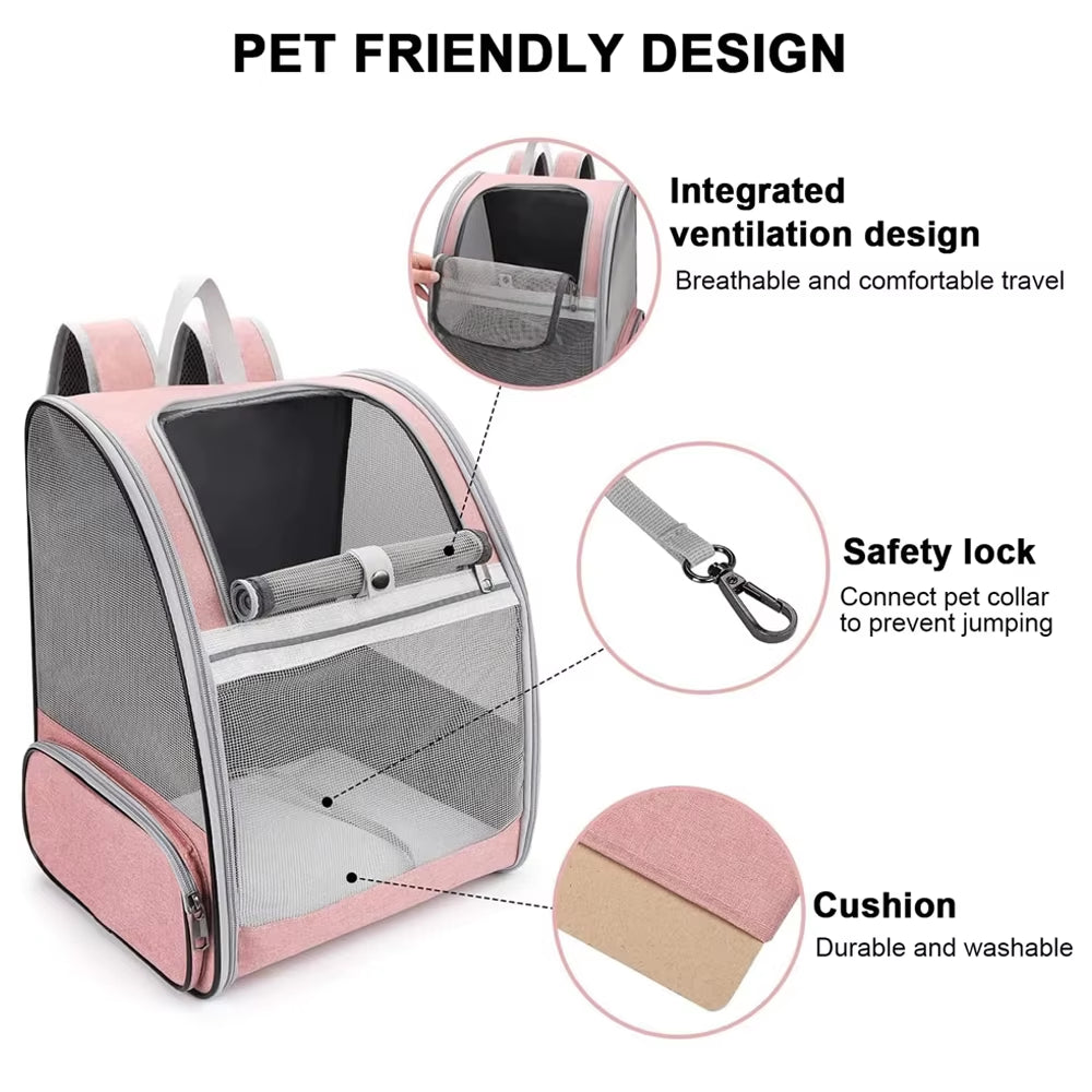 Portable Cat Bag Breathable Canvas Pet Backpack Cat Travel Bags for Cats and Puppy Foldable Pet Carrier