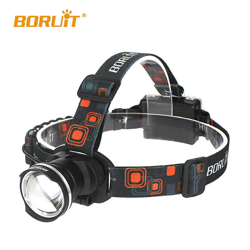 Boruit Zoom LED Headlamp Headtorch Flashlight Waterproof Headlamp Working Light