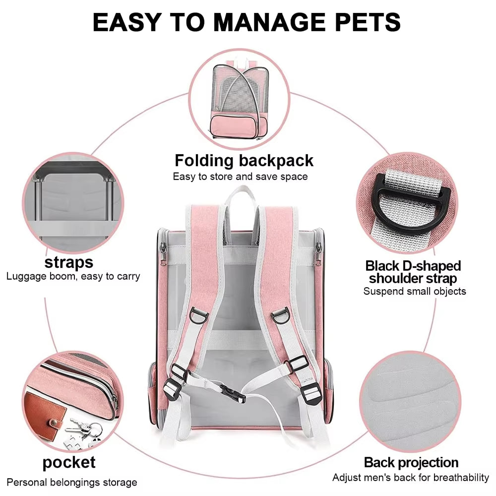 Portable Cat Bag Breathable Canvas Pet Backpack Cat Travel Bags for Cats and Puppy Foldable Pet Carrier