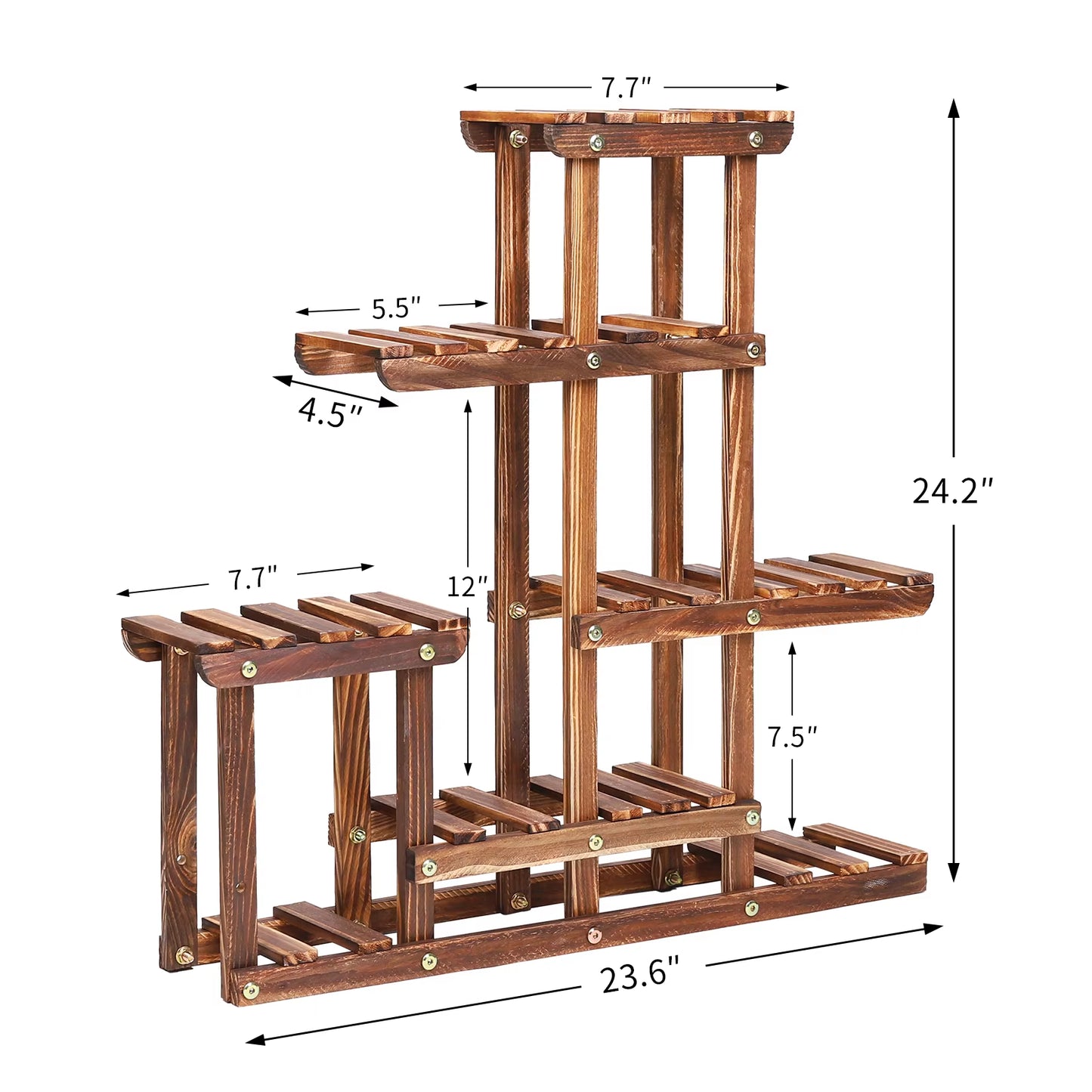 Wood Plant Shelves Indoor Outdoor Plant Pot Stand Holder Corner Plant Display Shelving Unit for Balcony Garden Patio Living Room