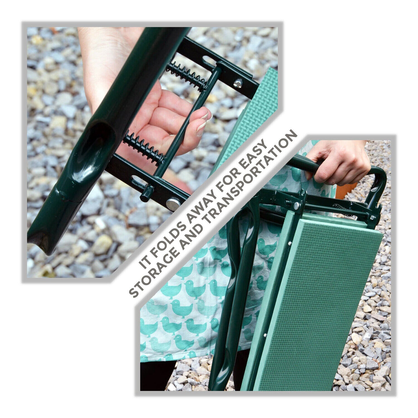 Garden Kneeler 2-In-1 Folding Gardening Padded Seat and Kneeling Stool Tool Bag