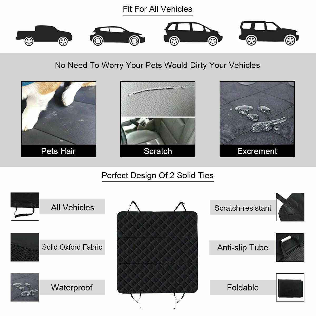 Car Rear Back Seat Cover Pet Dog Cat Auto Protector 100% Waterproof Hammock Mat