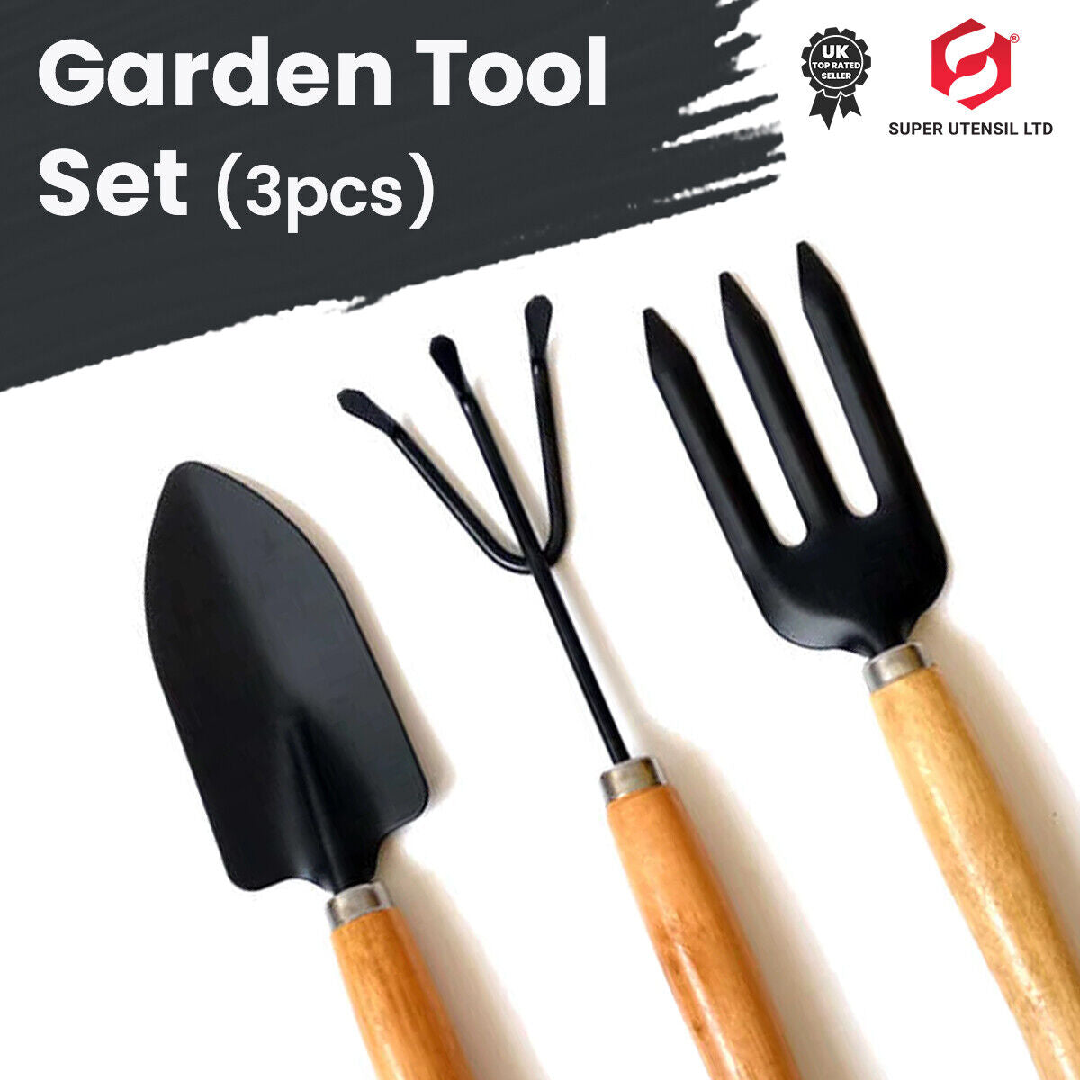 3Pc Heavy Duty Hand Trowel Transplanting Trowel and Fork Garden Tools Set