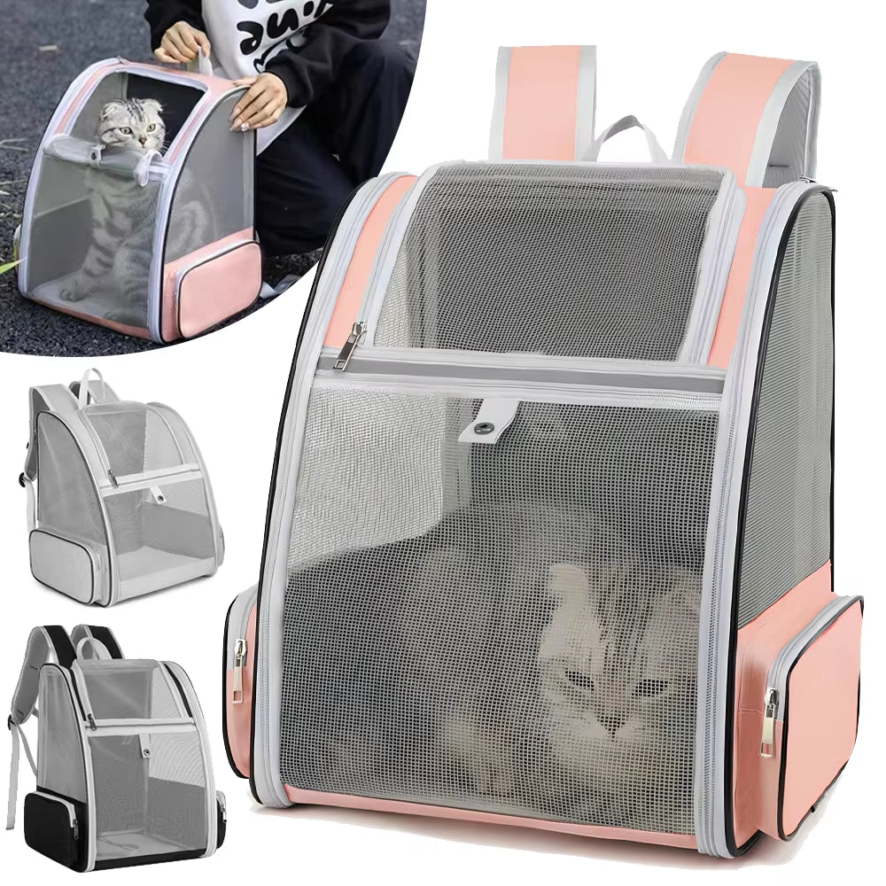 Portable Cat Bag Breathable Canvas Pet Backpack Cat Travel Bags for Cats and Puppy Foldable Pet Carrier