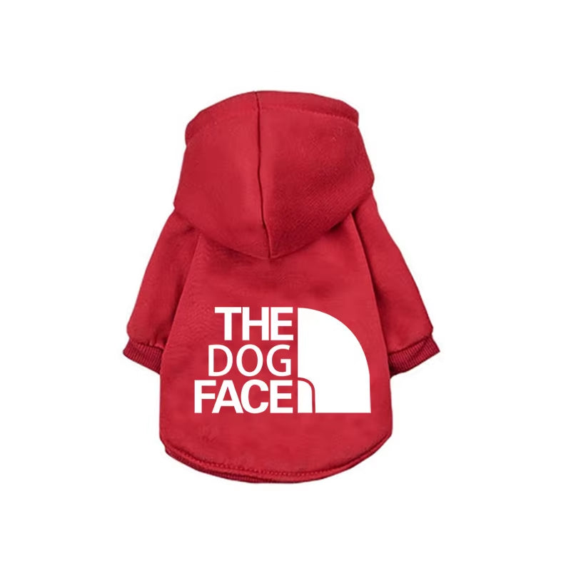 Pet Dog Hoodies Autumn and Winter Season Large Dog Clothes Dog Face Text Pattern French Bulldog Labrador Jacket Clothing