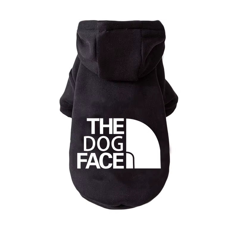 Pet Dog Hoodies Autumn and Winter Season Large Dog Clothes Dog Face Text Pattern French Bulldog Labrador Jacket Clothing