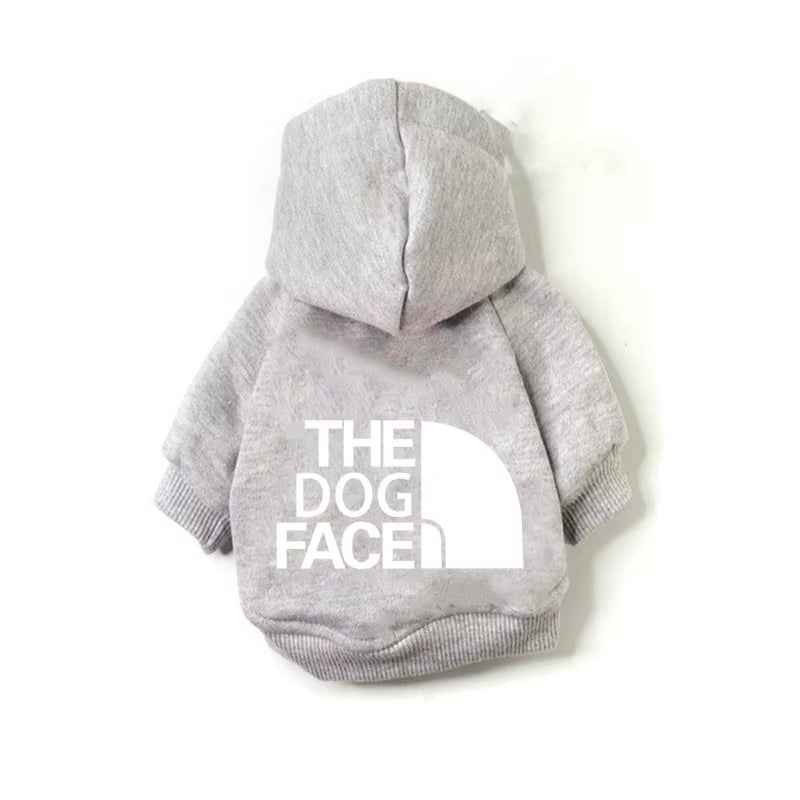 Pet Dog Hoodies Autumn and Winter Season Large Dog Clothes Dog Face Text Pattern French Bulldog Labrador Jacket Clothing