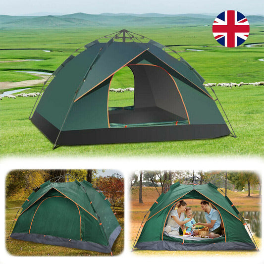 2-3 Man Automatic Instant Double Layer Pop up Camping Tent Waterproof Outdoor UK